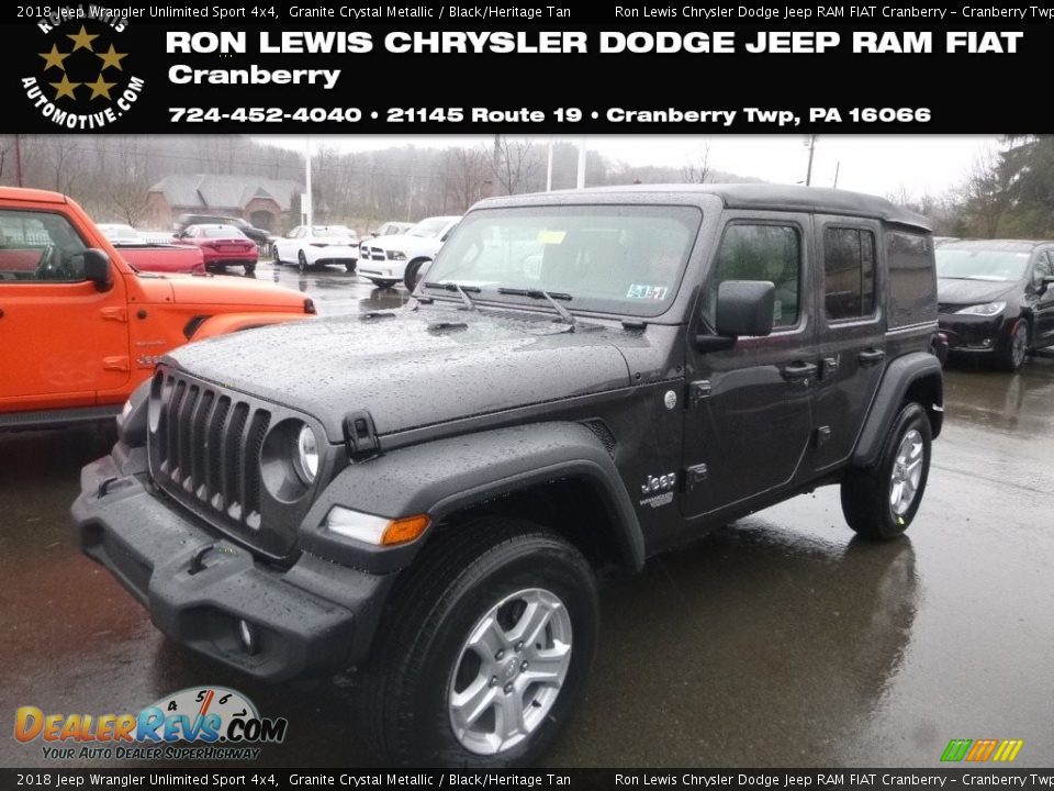 2018 Jeep Wrangler Unlimited Sport 4x4 Granite Crystal Metallic / Black/Heritage Tan Photo #1