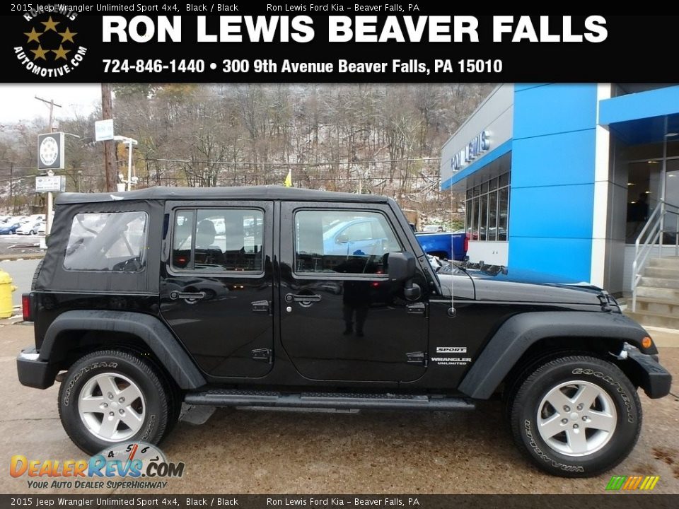 2015 Jeep Wrangler Unlimited Sport 4x4 Black / Black Photo #1