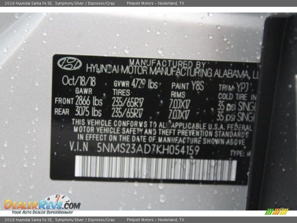 2019 Hyundai Santa Fe SE Symphony Silver / Espresso/Gray Photo #24