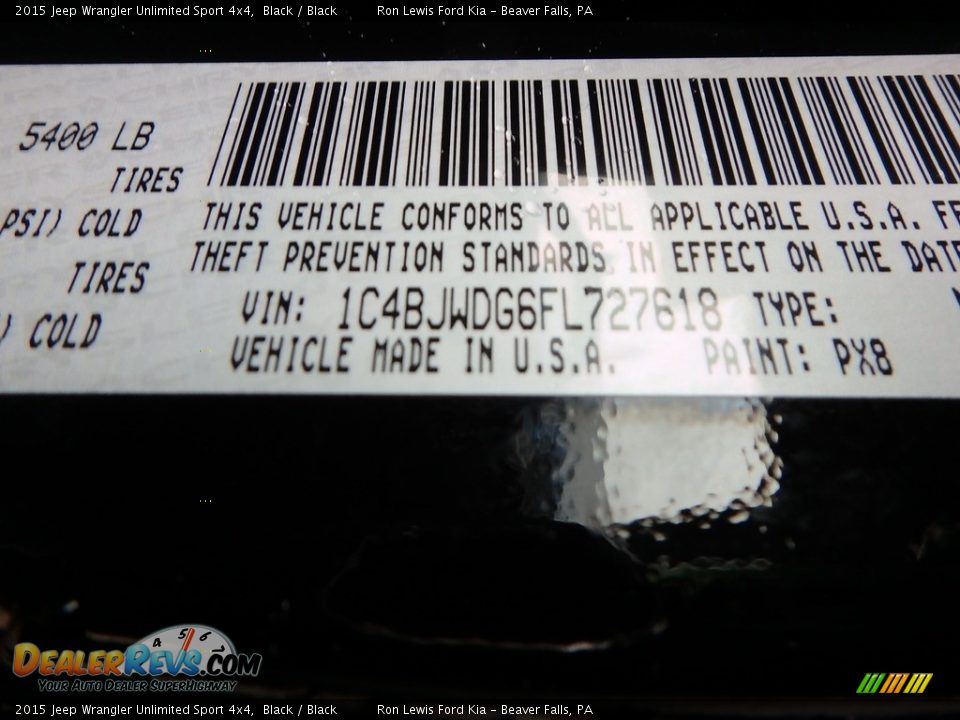 2015 Jeep Wrangler Unlimited Sport 4x4 Black / Black Photo #13