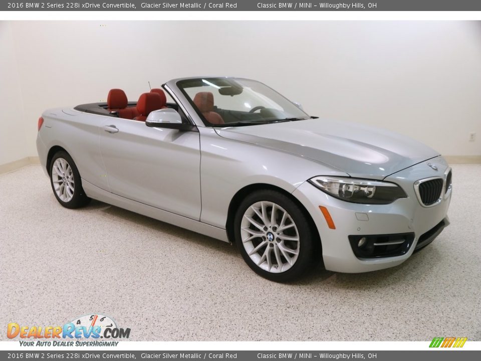 2016 BMW 2 Series 228i xDrive Convertible Glacier Silver Metallic / Coral Red Photo #1