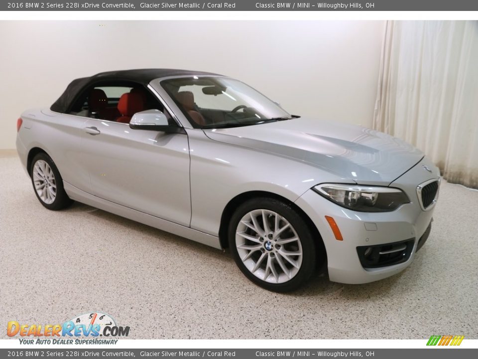 2016 BMW 2 Series 228i xDrive Convertible Glacier Silver Metallic / Coral Red Photo #2