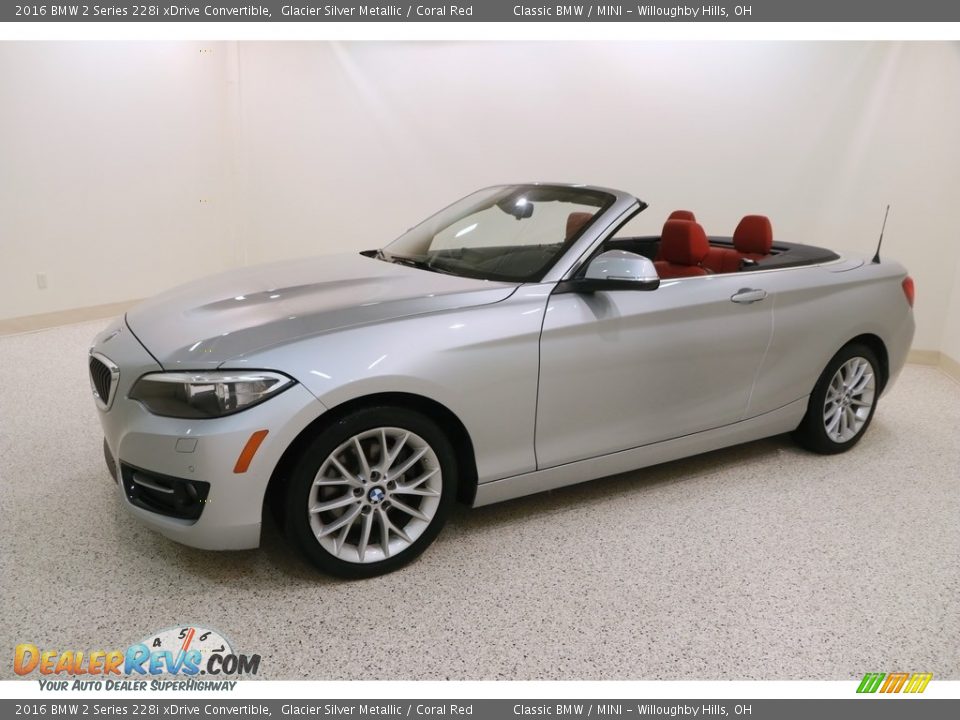 2016 BMW 2 Series 228i xDrive Convertible Glacier Silver Metallic / Coral Red Photo #4