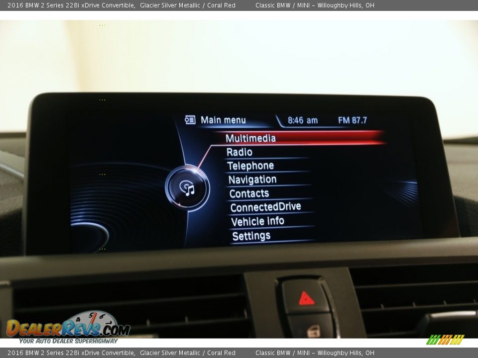 2016 BMW 2 Series 228i xDrive Convertible Glacier Silver Metallic / Coral Red Photo #11