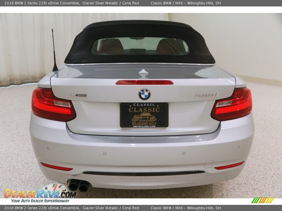 2016 BMW 2 Series 228i xDrive Convertible Glacier Silver Metallic / Coral Red Photo #18