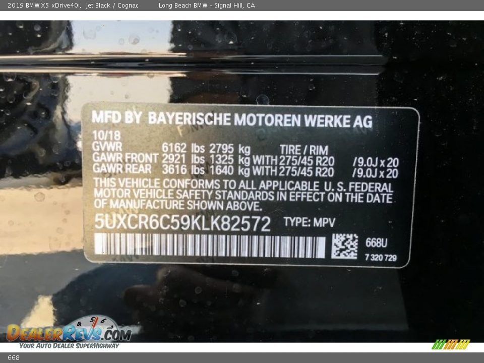 BMW Color Code 668 Jet Black