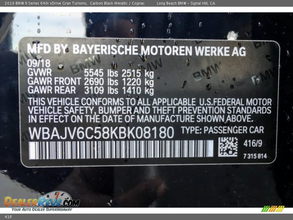 BMW Color Code 416 Carbon Black Metallic