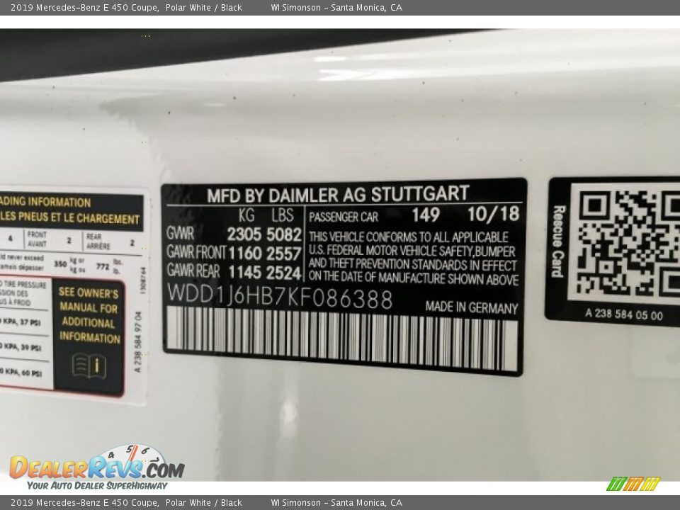 2019 Mercedes-Benz E 450 Coupe Polar White / Black Photo #11