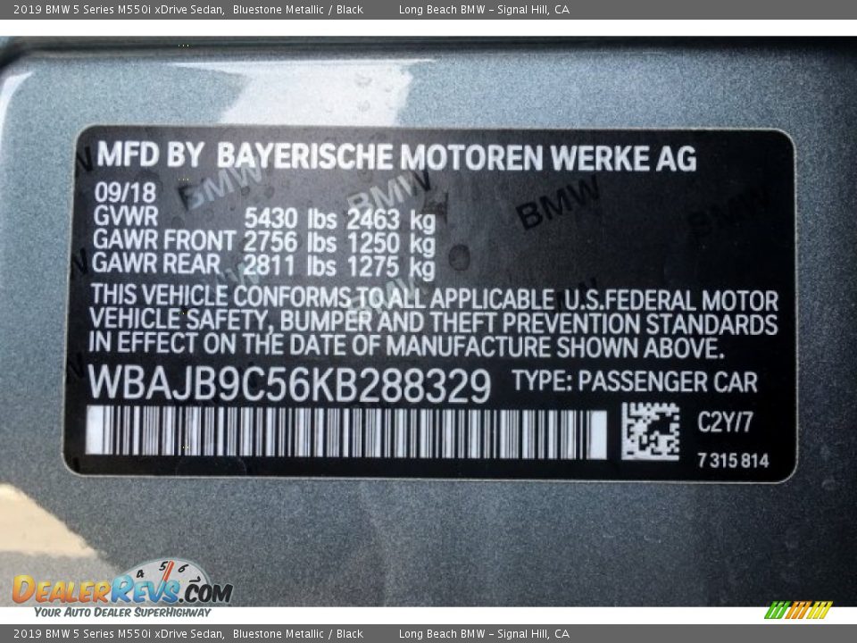 2019 BMW 5 Series M550i xDrive Sedan Bluestone Metallic / Black Photo #11