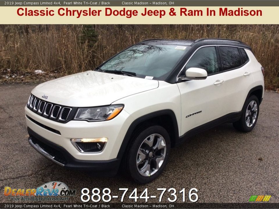 2019 Jeep Compass Limited 4x4 Pearl White Tri–Coat / Black Photo #1