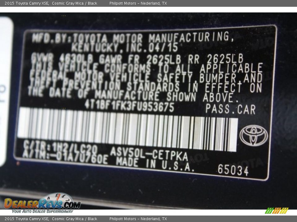 2015 Toyota Camry XSE Cosmic Gray Mica / Black Photo #36