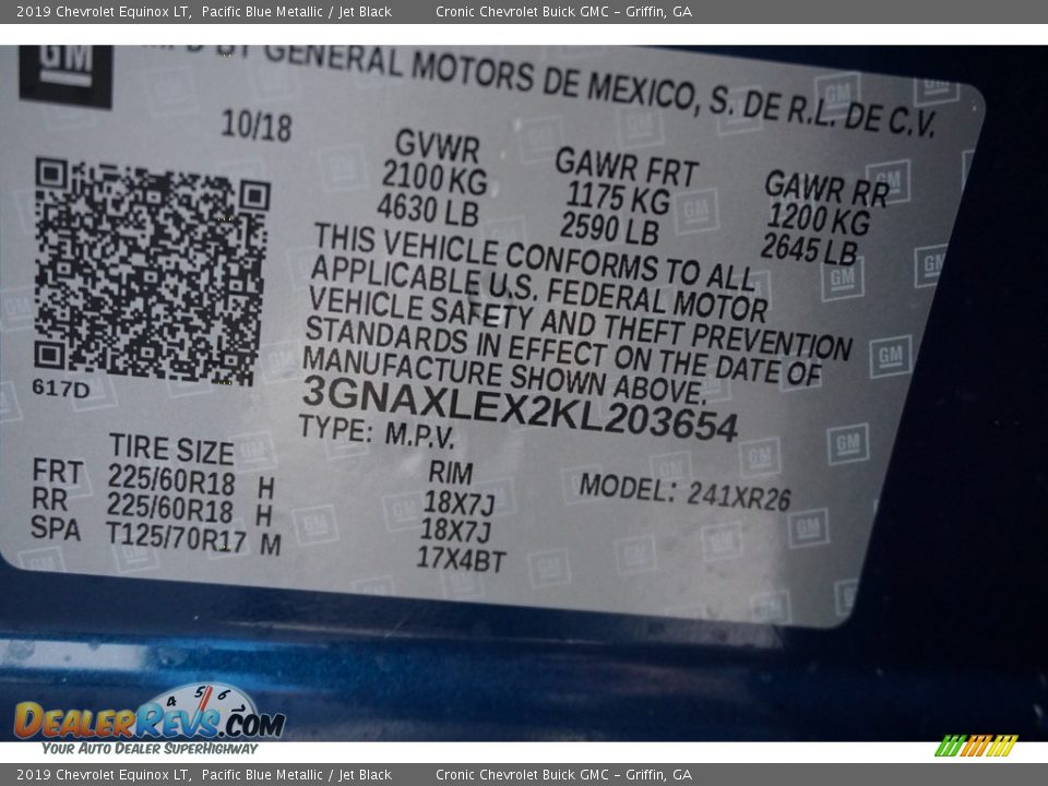 2019 Chevrolet Equinox LT Pacific Blue Metallic / Jet Black Photo #16