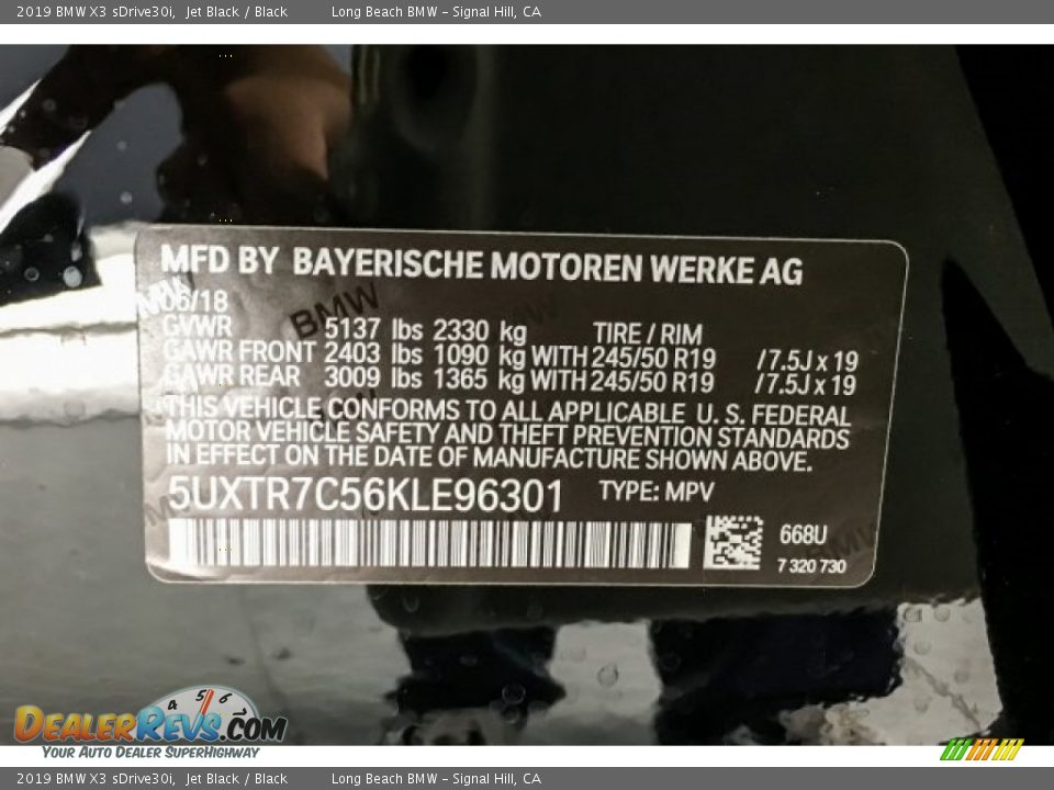 2019 BMW X3 sDrive30i Jet Black / Black Photo #11