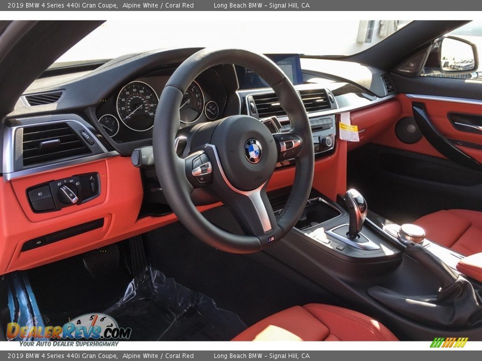 2019 BMW 4 Series 440i Gran Coupe Alpine White / Coral Red Photo #4