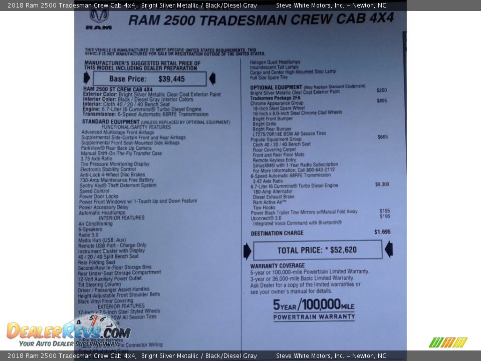 2018 Ram 2500 Tradesman Crew Cab 4x4 Bright Silver Metallic / Black/Diesel Gray Photo #27