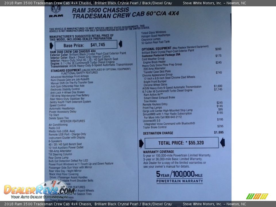 2018 Ram 3500 Tradesman Crew Cab 4x4 Chassis Brilliant Black Crystal Pearl / Black/Diesel Gray Photo #28