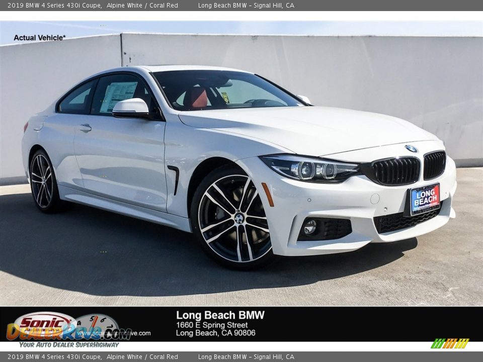 2019 BMW 4 Series 430i Coupe Alpine White / Coral Red Photo #1