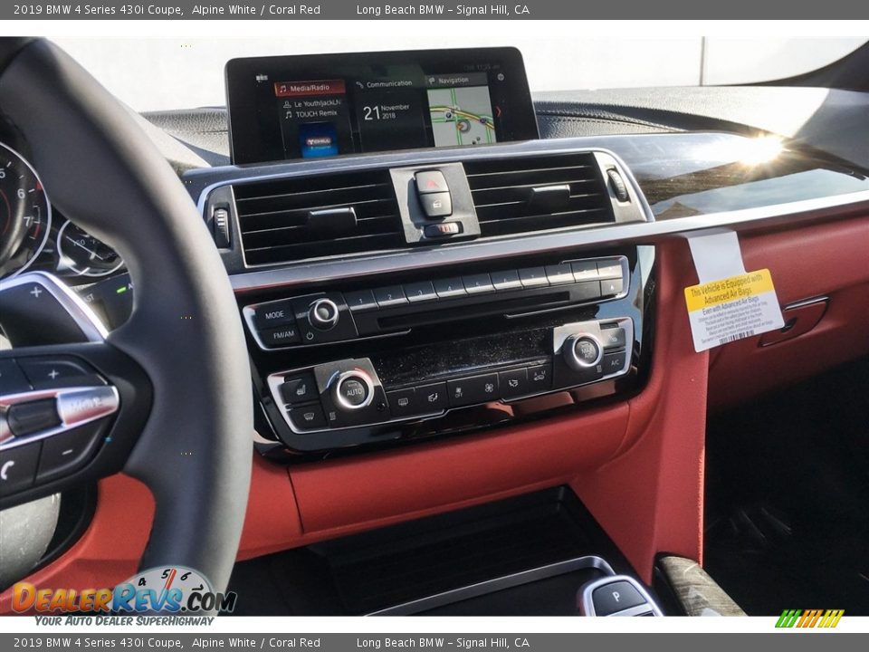 2019 BMW 4 Series 430i Coupe Alpine White / Coral Red Photo #6