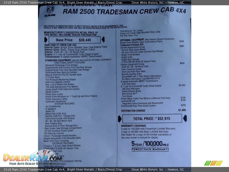 2018 Ram 2500 Tradesman Crew Cab 4x4 Bright Silver Metallic / Black/Diesel Gray Photo #28