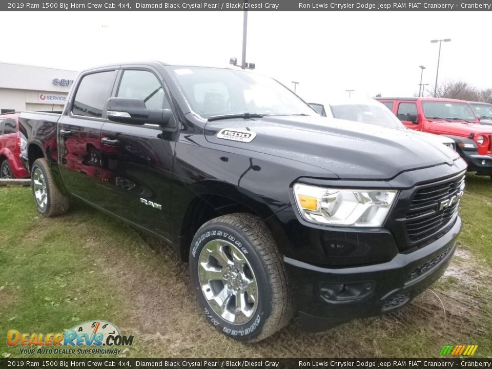 2019 Ram 1500 Big Horn Crew Cab 4x4 Diamond Black Crystal Pearl / Black/Diesel Gray Photo #6