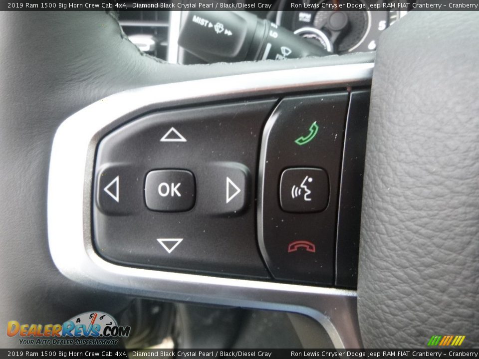 2019 Ram 1500 Big Horn Crew Cab 4x4 Diamond Black Crystal Pearl / Black/Diesel Gray Photo #19
