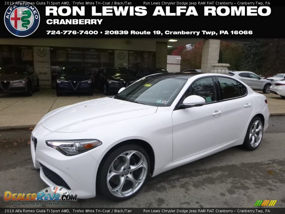 2019 Alfa Romeo Giulia Ti Sport AWD Trofeo White Tri-Coat / Black/Tan Photo #1