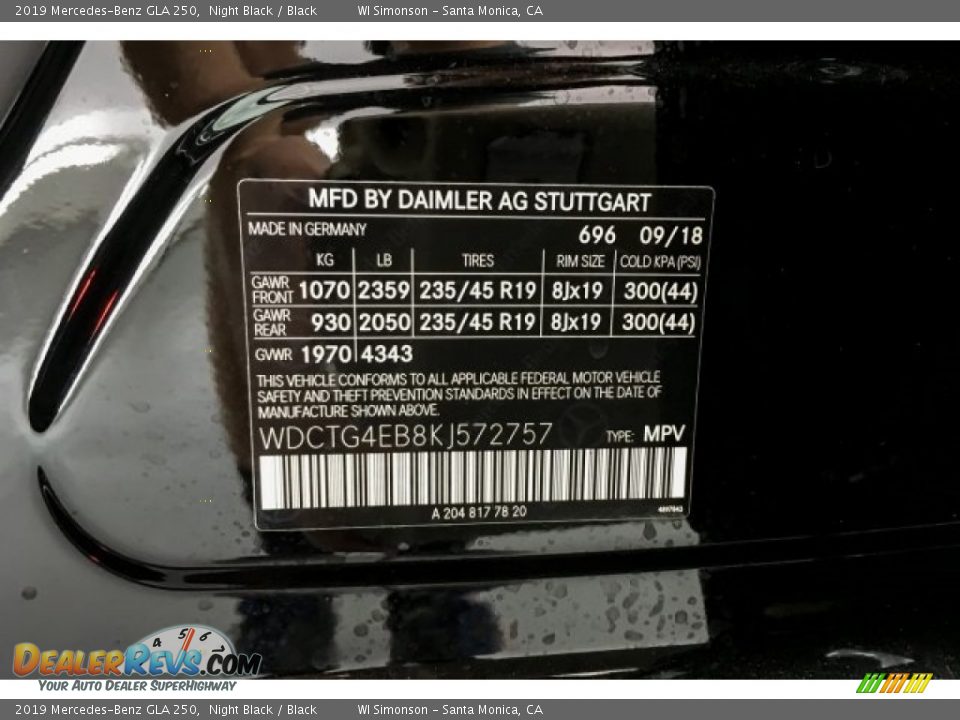 2019 Mercedes-Benz GLA 250 Night Black / Black Photo #11