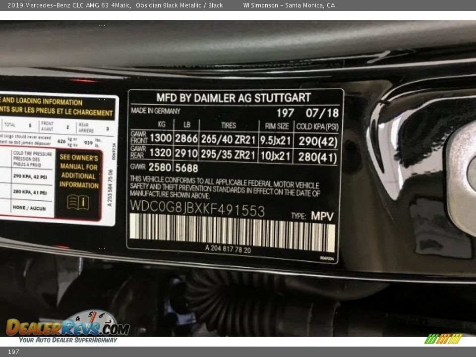 Mercedes-Benz Color Code 197 Obsidian Black Metallic