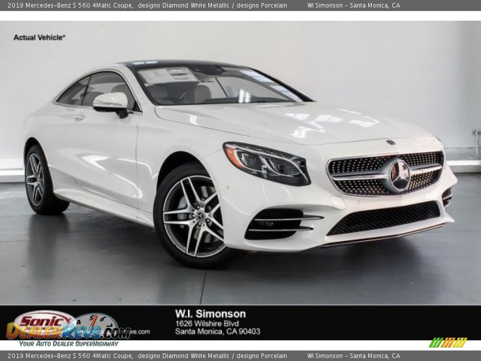 2019 Mercedes-Benz S 560 4Matic Coupe designo Diamond White Metallic / designo Porcelain Photo #1