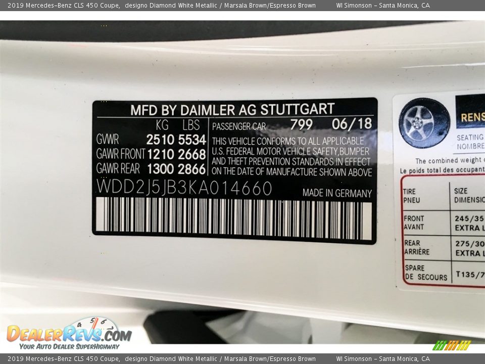 2019 Mercedes-Benz CLS 450 Coupe designo Diamond White Metallic / Marsala Brown/Espresso Brown Photo #11