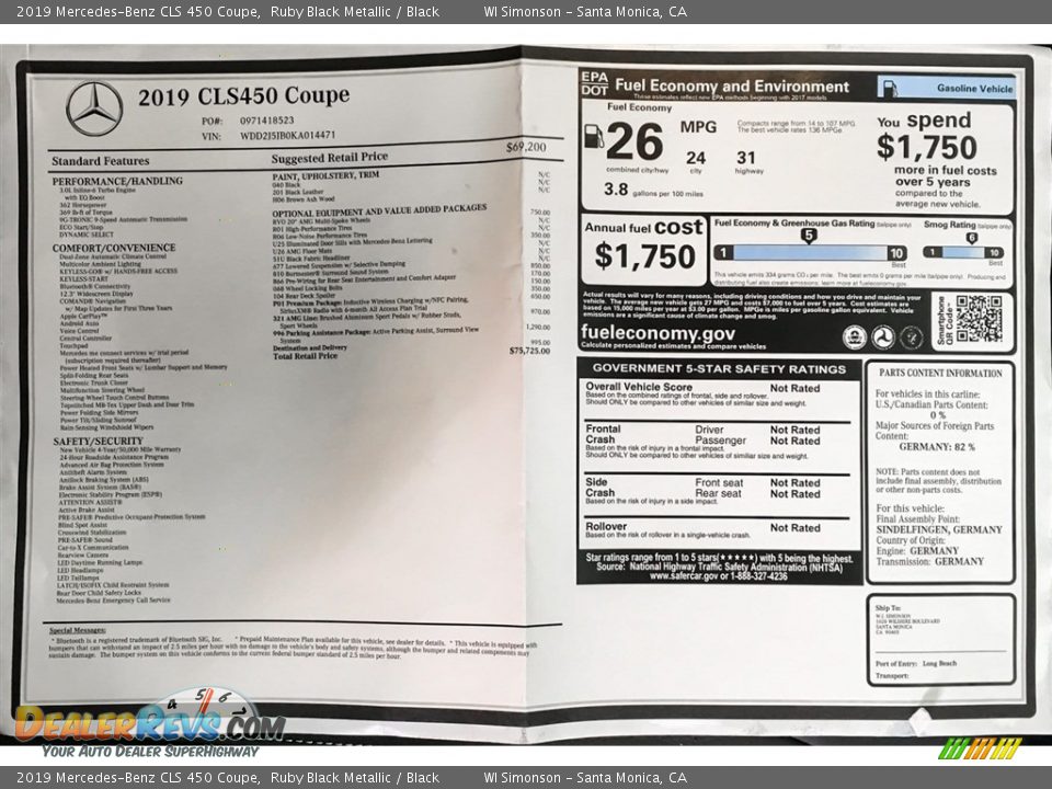 2019 Mercedes-Benz CLS 450 Coupe Ruby Black Metallic / Black Photo #10