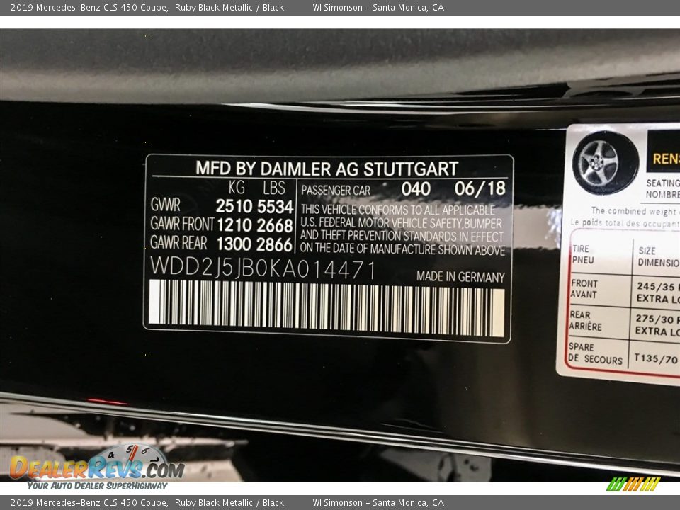 2019 Mercedes-Benz CLS 450 Coupe Ruby Black Metallic / Black Photo #11