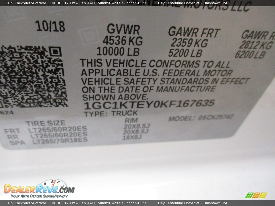 2019 Chevrolet Silverado 2500HD LTZ Crew Cab 4WD Summit White / Cocoa/­Dune Photo #19
