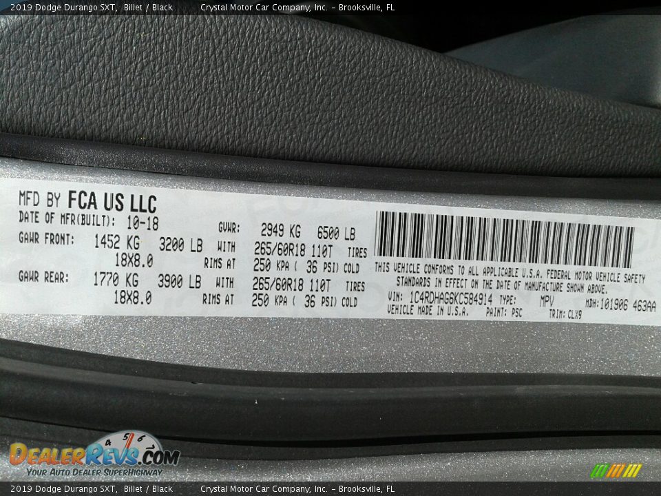 2019 Dodge Durango SXT Billet / Black Photo #21