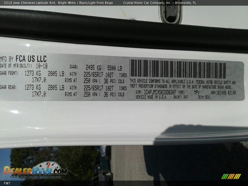 Jeep Color Code PW7 Bright White