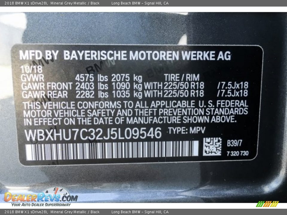 2018 BMW X1 sDrive28i Mineral Grey Metallic / Black Photo #11