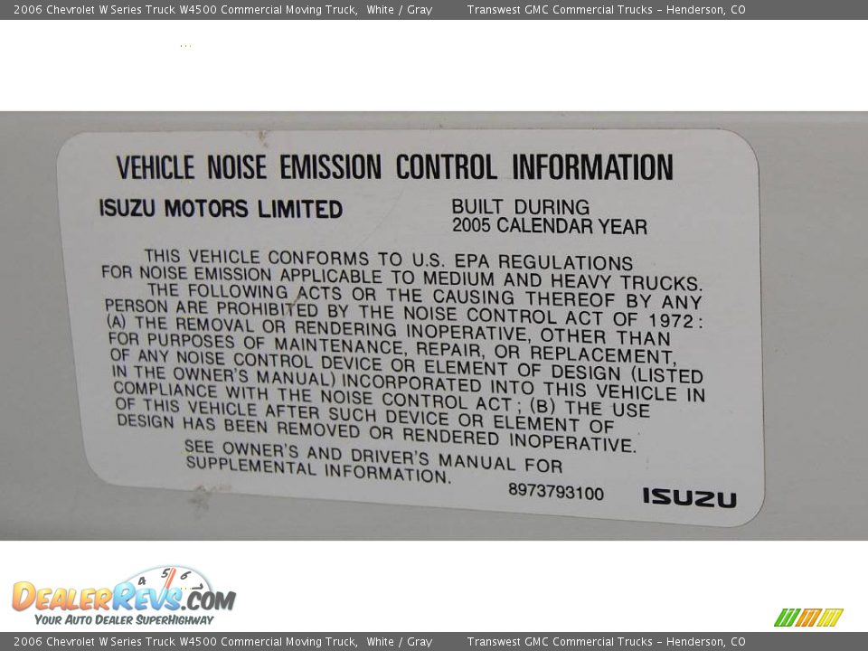 2006 Chevrolet W Series Truck W4500 Commercial Moving Truck White / Gray Photo #32