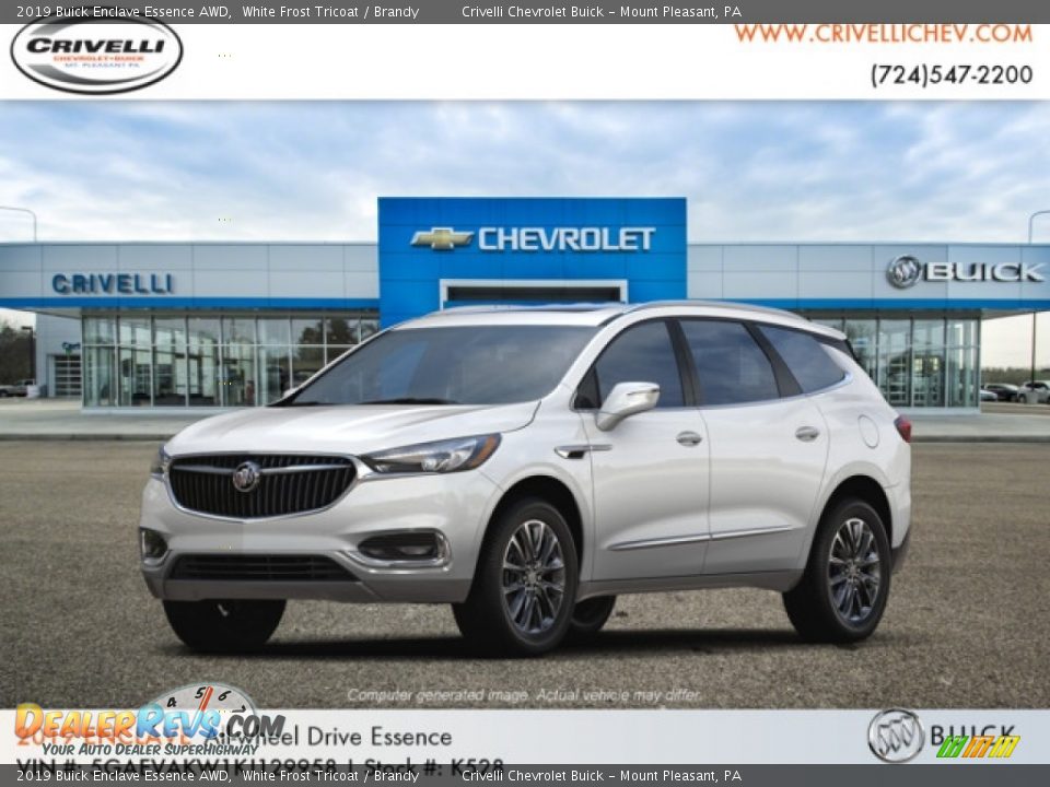 2019 Buick Enclave Essence AWD White Frost Tricoat / Brandy Photo #1