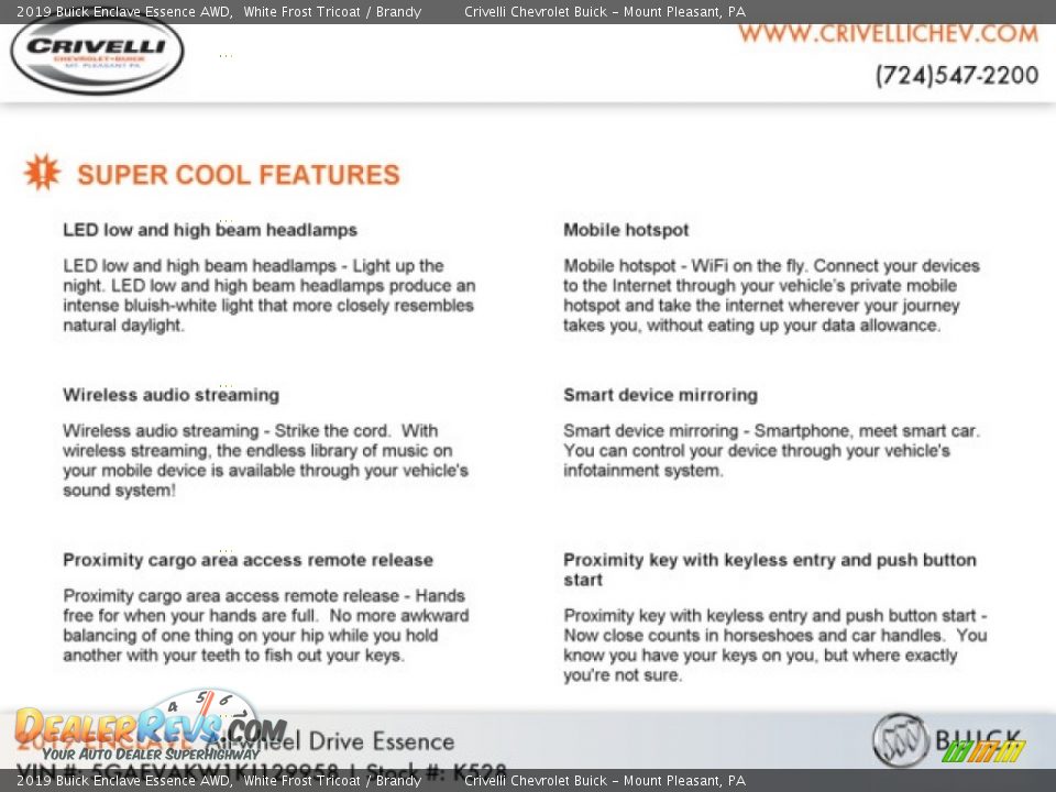 2019 Buick Enclave Essence AWD White Frost Tricoat / Brandy Photo #9
