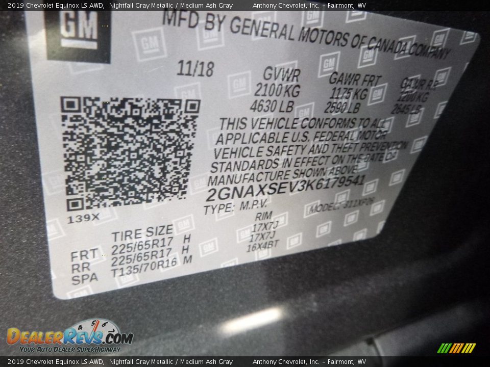 2019 Chevrolet Equinox LS AWD Nightfall Gray Metallic / Medium Ash Gray Photo #14