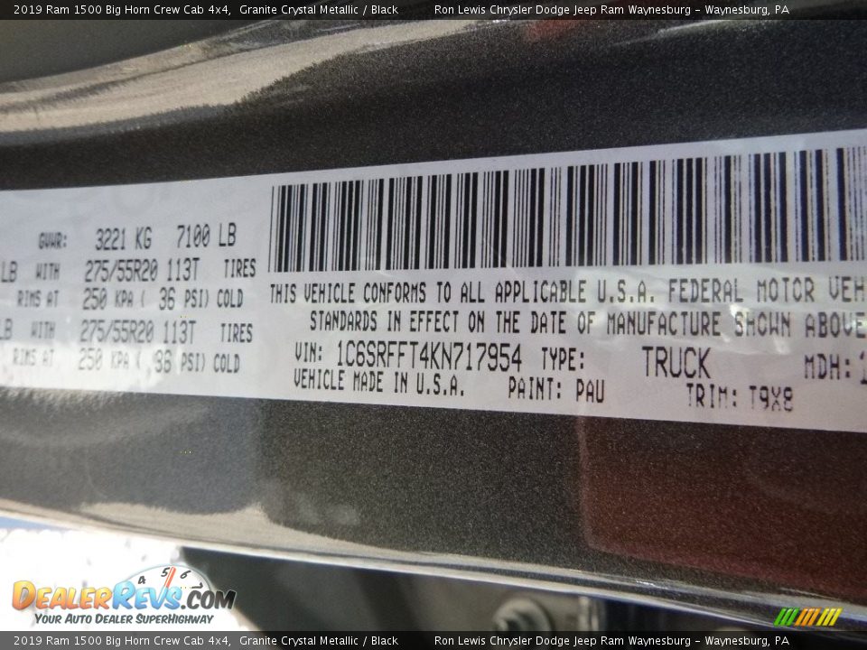 2019 Ram 1500 Big Horn Crew Cab 4x4 Granite Crystal Metallic / Black Photo #15
