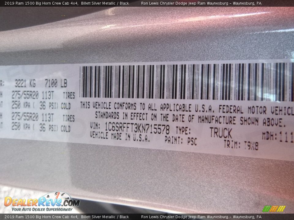 2019 Ram 1500 Big Horn Crew Cab 4x4 Billett Silver Metallic / Black Photo #14