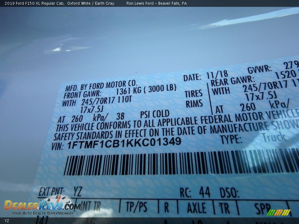 Ford Color Code YZ Oxford White