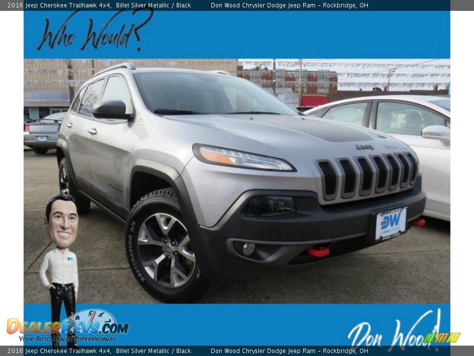 2016 Jeep Cherokee Trailhawk 4x4 Billet Silver Metallic / Black Photo #1