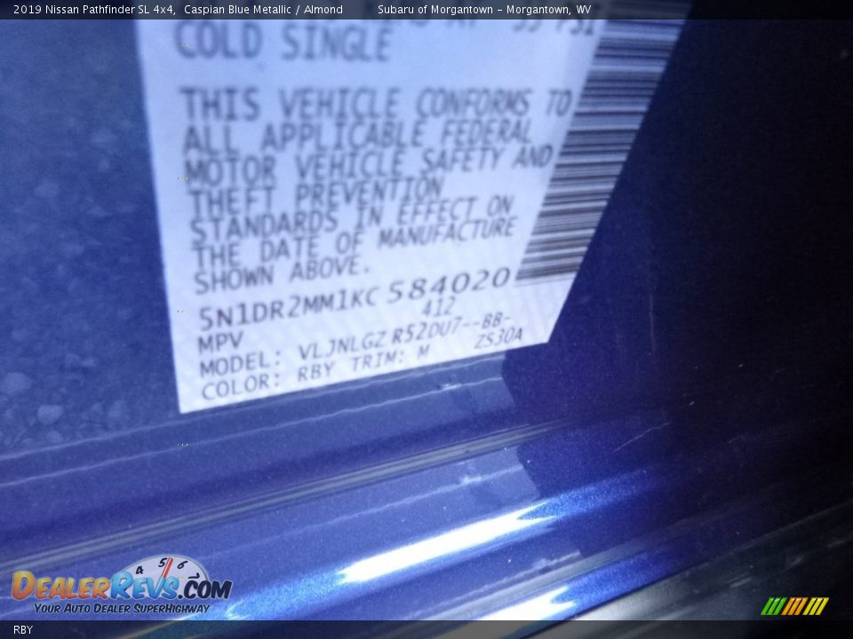 Nissan Color Code RBY Caspian Blue Metallic