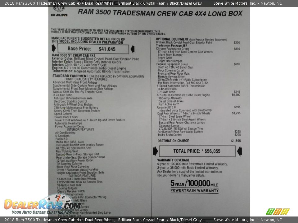 2018 Ram 3500 Tradesman Crew Cab 4x4 Dual Rear Wheel Brilliant Black Crystal Pearl / Black/Diesel Gray Photo #28