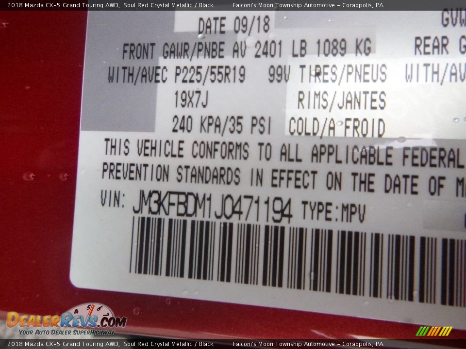 2018 Mazda CX-5 Grand Touring AWD Soul Red Crystal Metallic / Black Photo #12