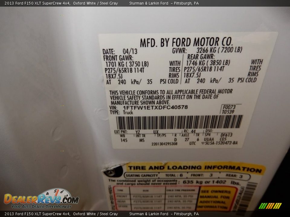 2013 Ford F150 XLT SuperCrew 4x4 Oxford White / Steel Gray Photo #17