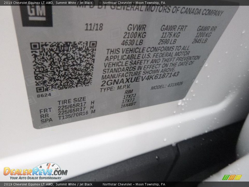 2019 Chevrolet Equinox LT AWD Summit White / Jet Black Photo #16