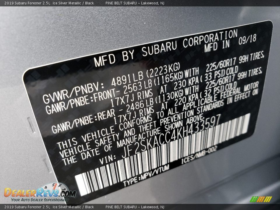 2019 Subaru Forester 2.5i Ice Silver Metallic / Black Photo #9